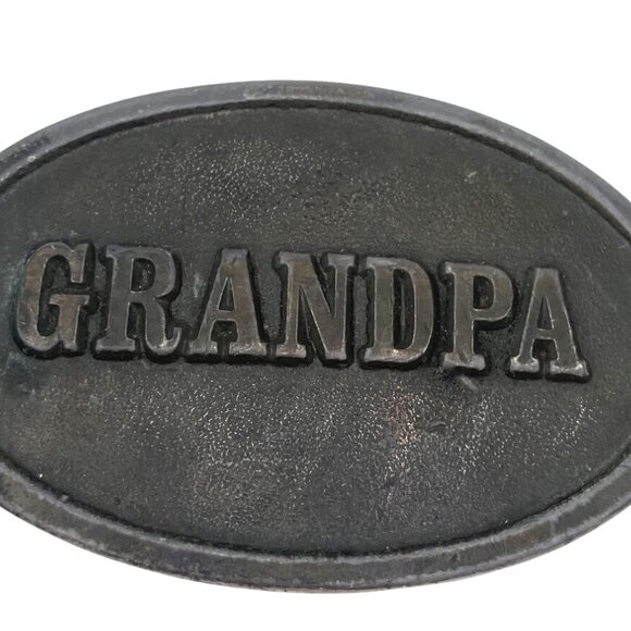 Vintage 1983 Grandpa Belt Buckle Oval Shape Metal Western Nostalgia - Picture 1 of 4